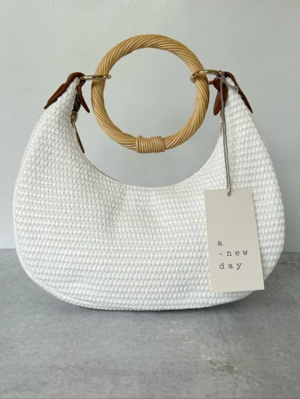 A . New Day Boho Bracelet Handbag in White NWT